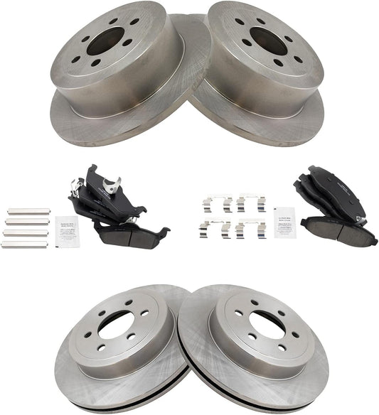 TRQ Front and Rear Brake Pad & Rotor Kit for Dodge Dakota