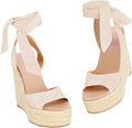 Womens Espadrilles Wedges Sandals Heels Open Toe Lace Up (Style L6WX)
