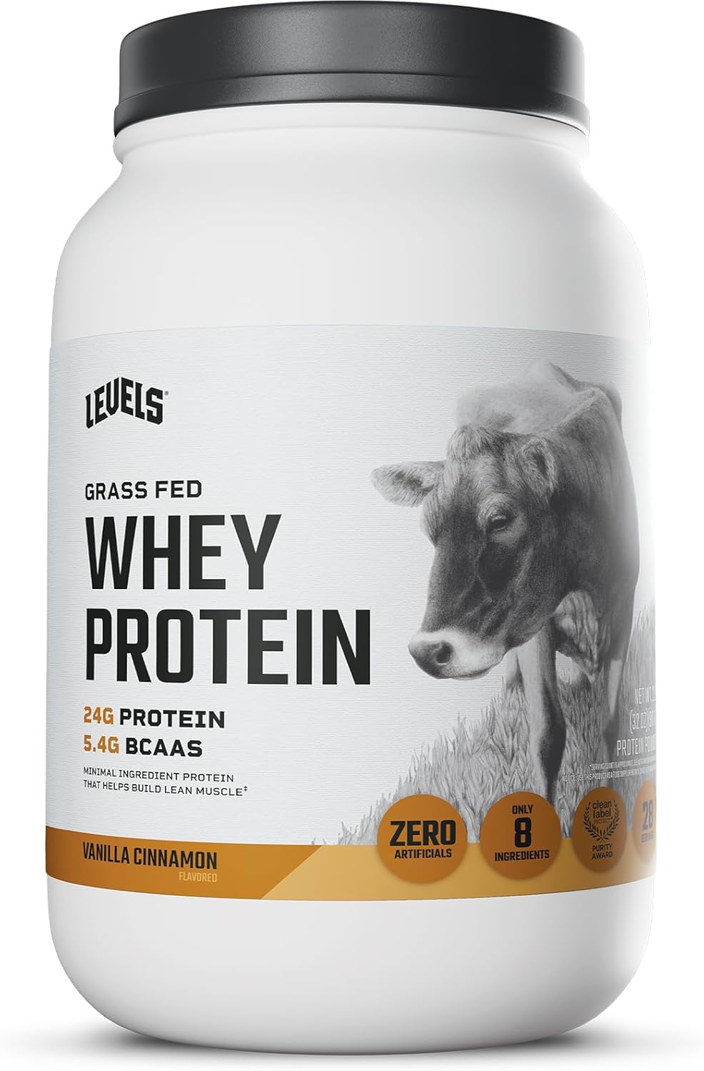 Levels Grass Fed Whey Protein Powder with Vanilla Cinnamon Flavor