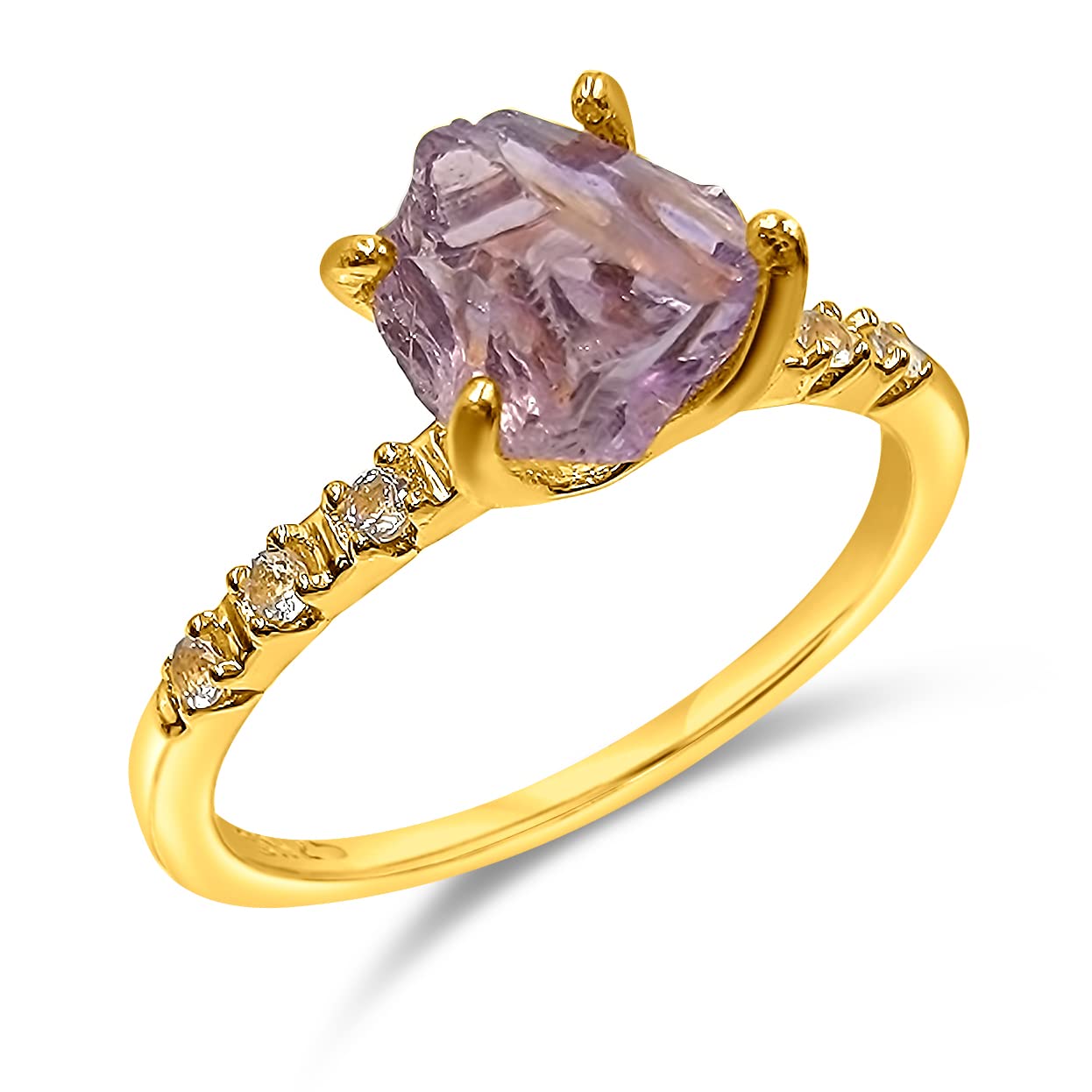 Real Raw Ametrine Crystal Dainty Ring for Unique Birthstone Gift