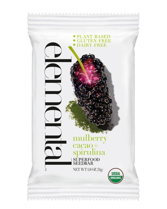 Elemental Superfood Seedbars: Organic Mulberry Cacao + Spirulina
