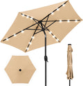 Outdoor Solar Market Table Patio Umbrella 7.5ft - LED Lit Sand