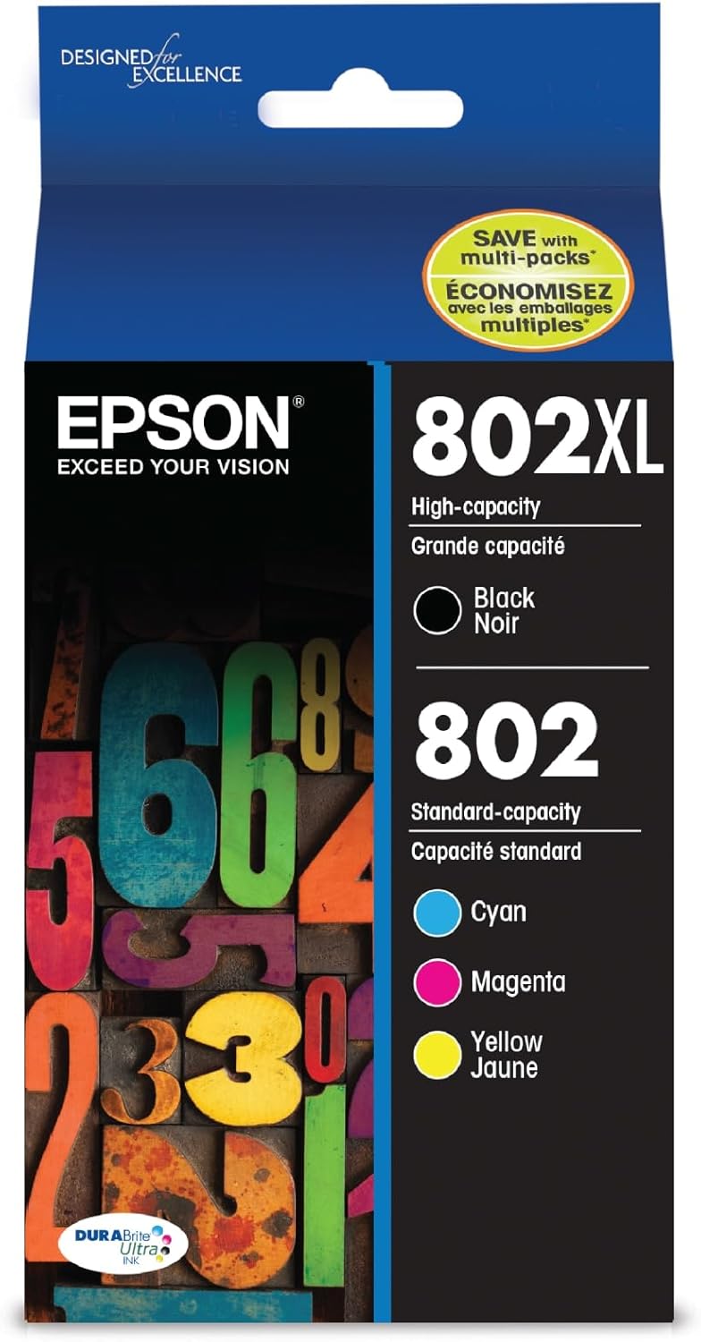 EPSON 802 DURABrite Ultra Ink Combo Pack - Vibrant Prints Guaranteed!