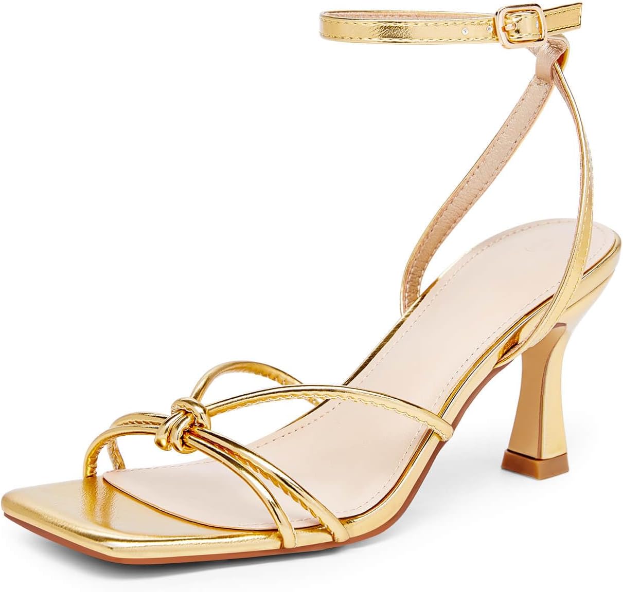 LAICIGO Women's Square Open Toe Heeled Sandals for Summer