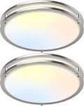 16 Inch 50W LED Ceiling Lights Dimmable Brushed Nickel Flush Mount