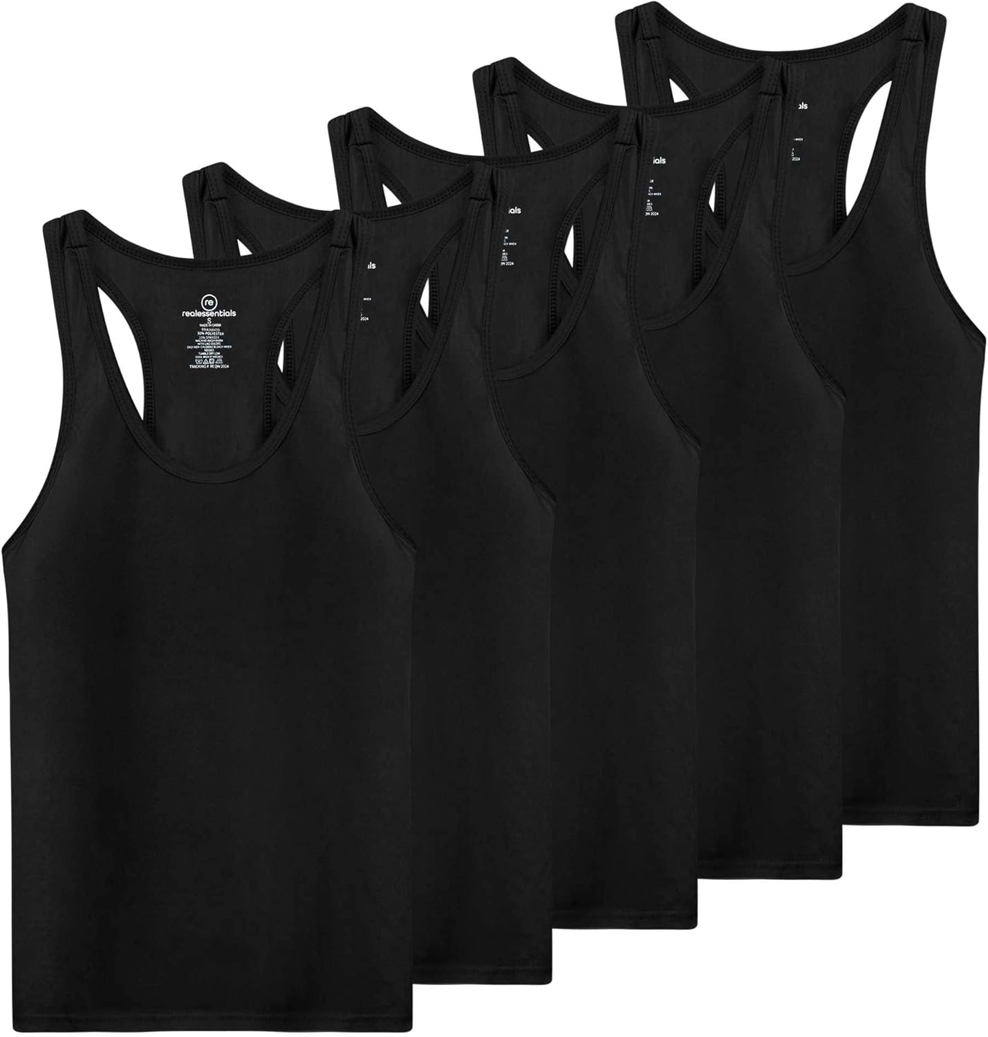 Real Essentials 5-Pack Women's Racerback Tank Tops for Activewear
