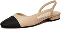 Slingback Flats for Women Two Toned Square Pointed Toe - Comfortable