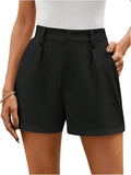 Elegant Plaid High Waisted Wide Leg Mini Shorts - Dressy Workwear size