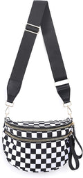 Checkered Nylon Crossbody Bags for Women - Large Sling Purse