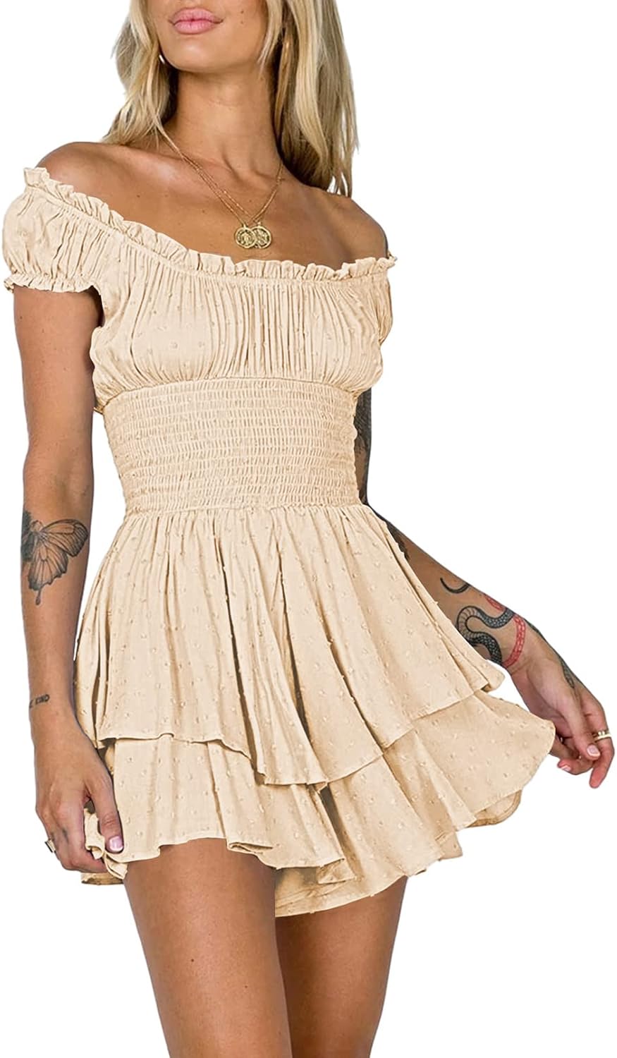 AOHITE Womens Summer Tube Top Dress for Stylish Comfort