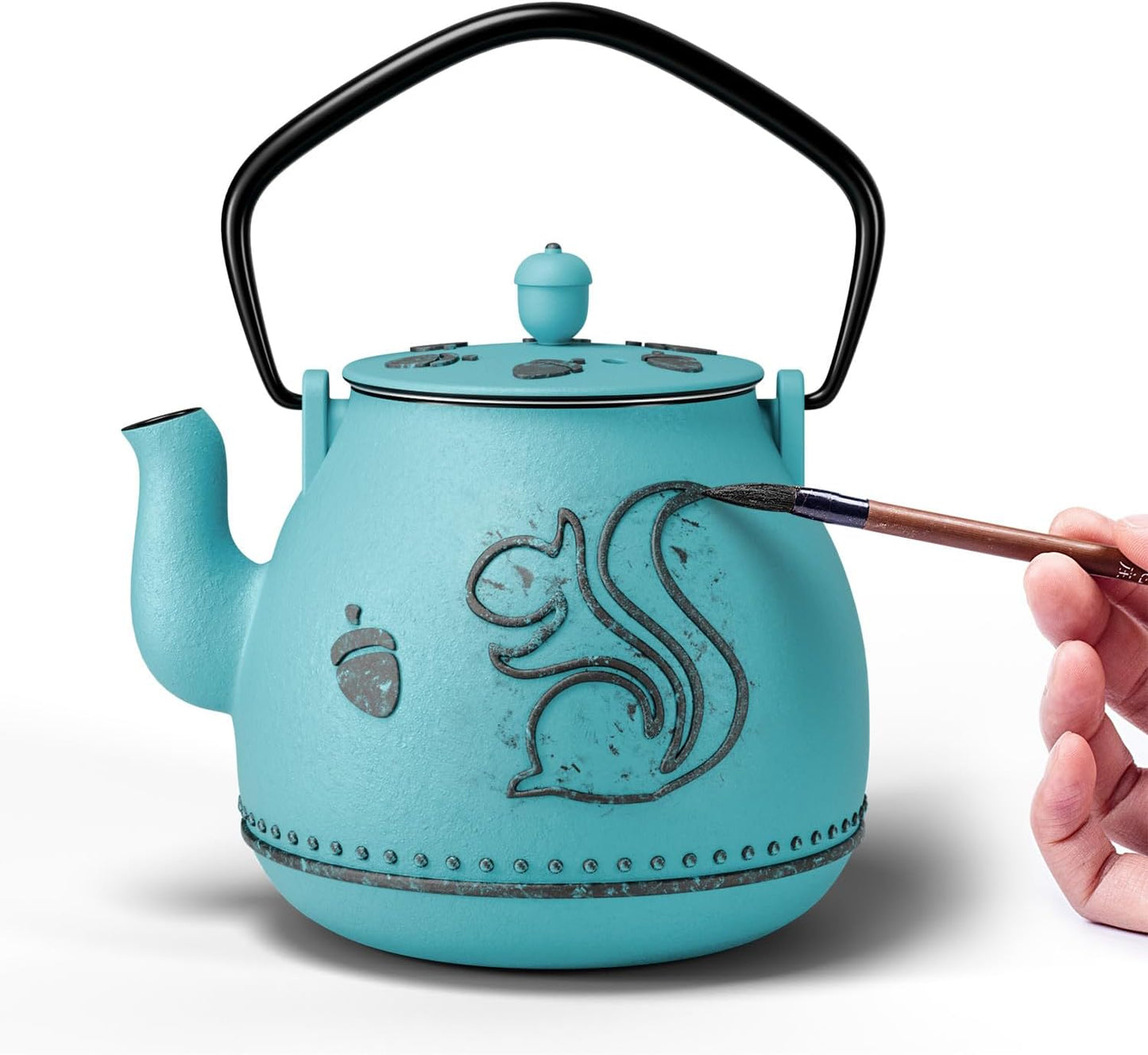 Squirrel Design Cast Iron Teapot with Removable Infuser 32 oz
