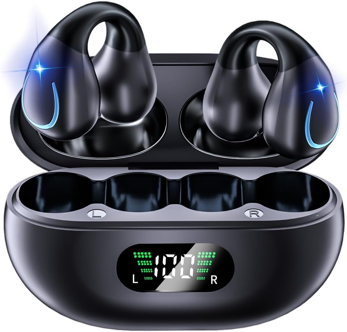 Open Ear Clip On Earbuds Wireless Bluetooth 5.3 for Sports