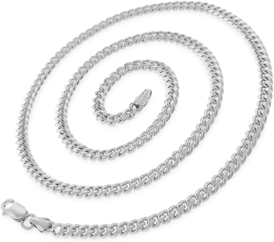 Miami Cuban 925 Italian Sterling Silver Rhodium Chain Necklace