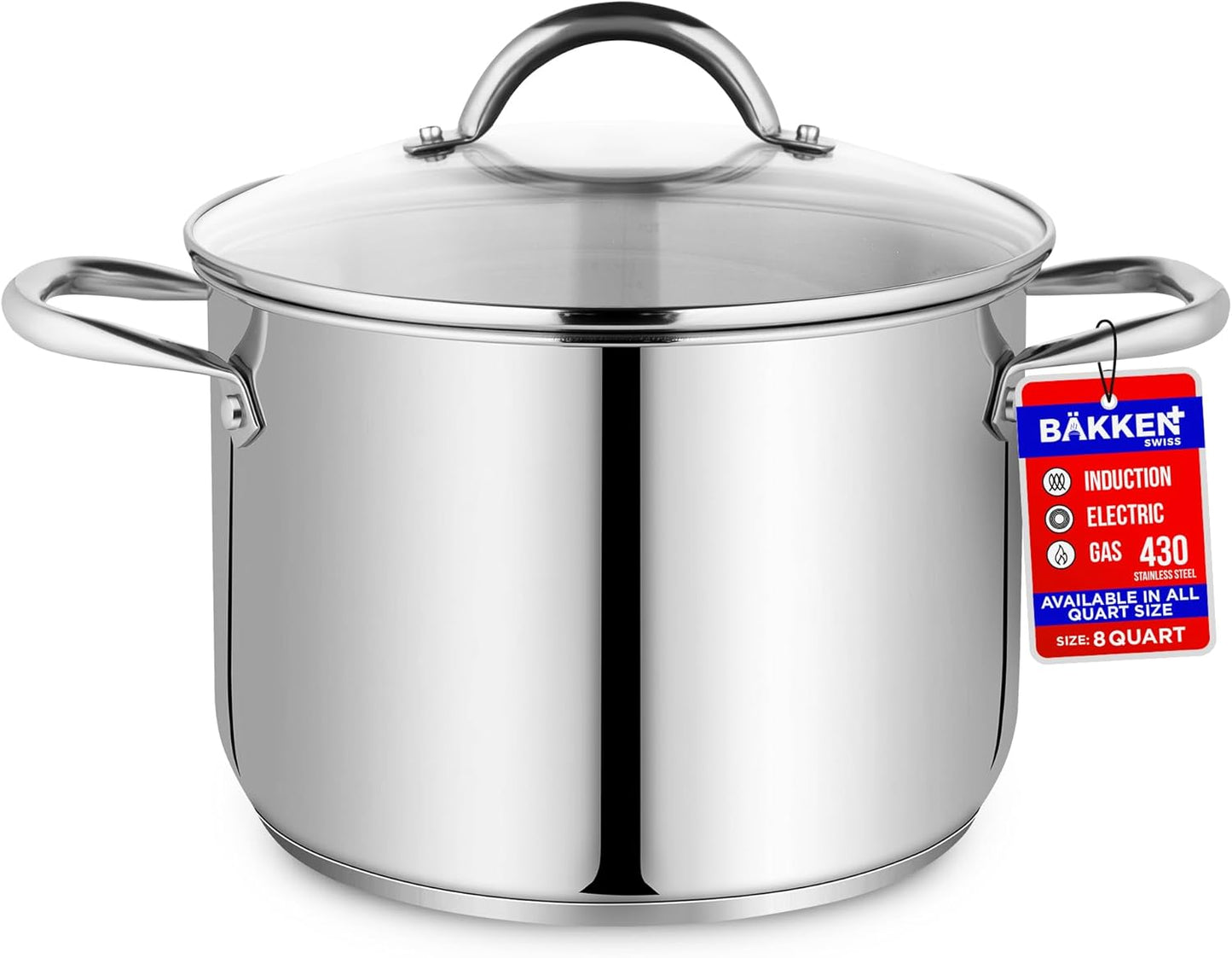 Stainless Steel Stockpot with Tempered Glass Lid for Cooking