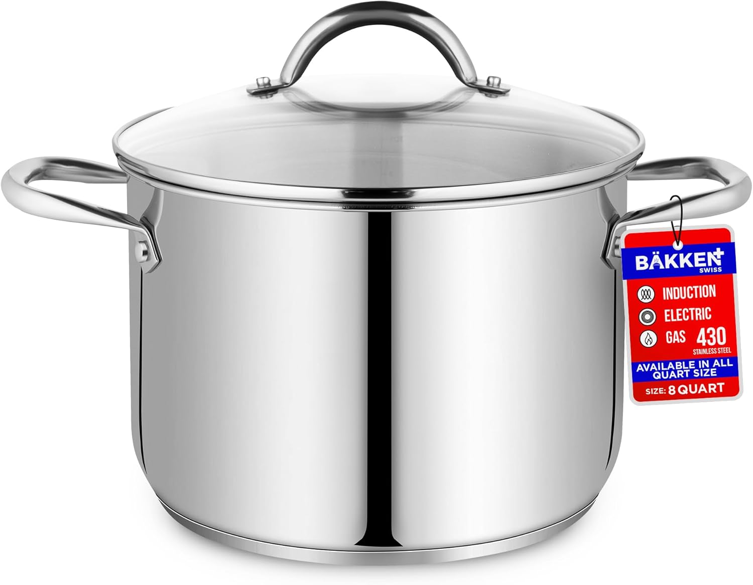 Stainless Steel Stockpot with Tempered Glass Lid for Cooking