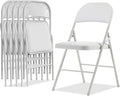 Karl home 6 Pack White Folding Chairs with Padded Seats - Comfortable