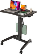 Mobile Standing Desk 27 in Portable Sit Stand Desk with Wheels - Black