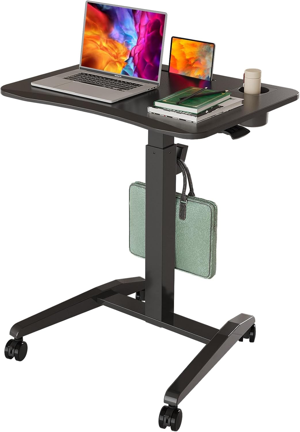 Portable Rolling Laptop Desk - Height Adjustable & Mobile