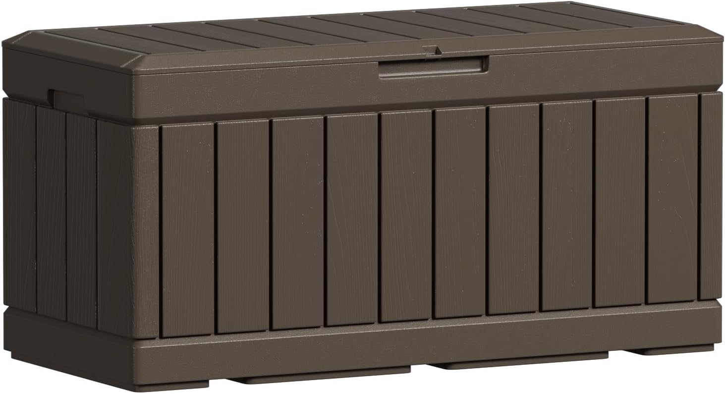 Greesum 82 Gallon Resin Deck Box for Outdoor Storage Solutions