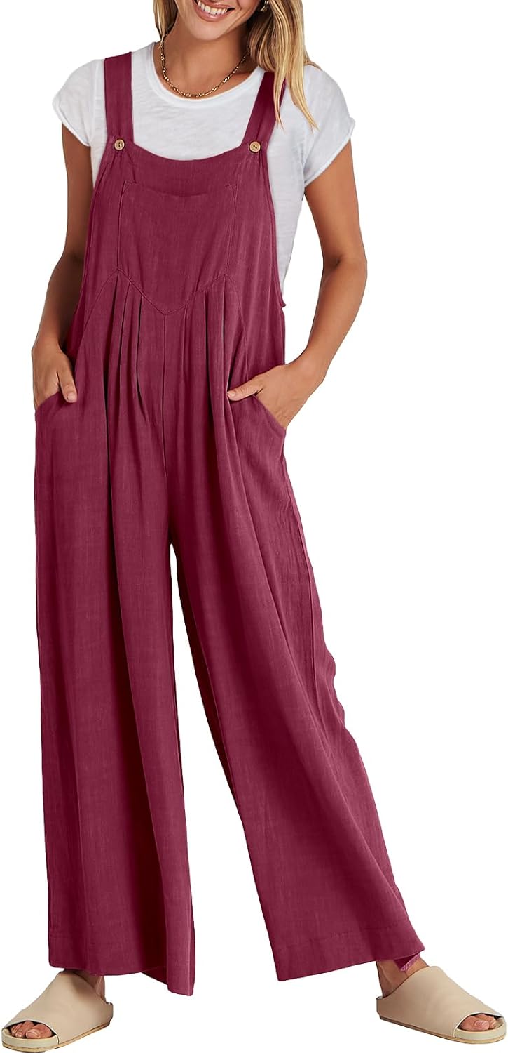 Womens Jumpsuits Overalls Linen Wide Leg Casual Summer Outfits