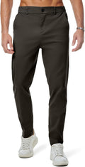 Men's Chino Pants Stretch Waist Tapered Trousers - Slim Fit