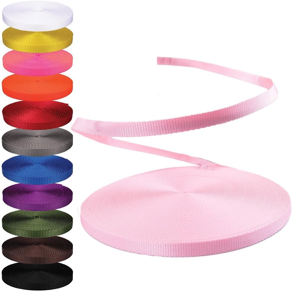 Nylon Webbing 1/2 in. Multipurpose Soft Pink Cargo Straps