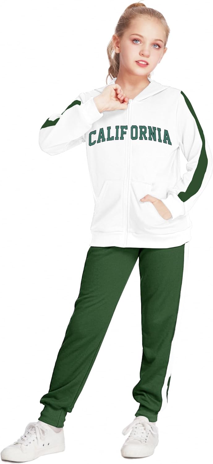 Arshiner Girls 2 Piece Outfits Zip Up Hoodie Sweatpants Set