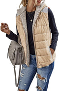 Womens Sherpa Fleece Full Zip Reversible Vest - Cozy Color Block