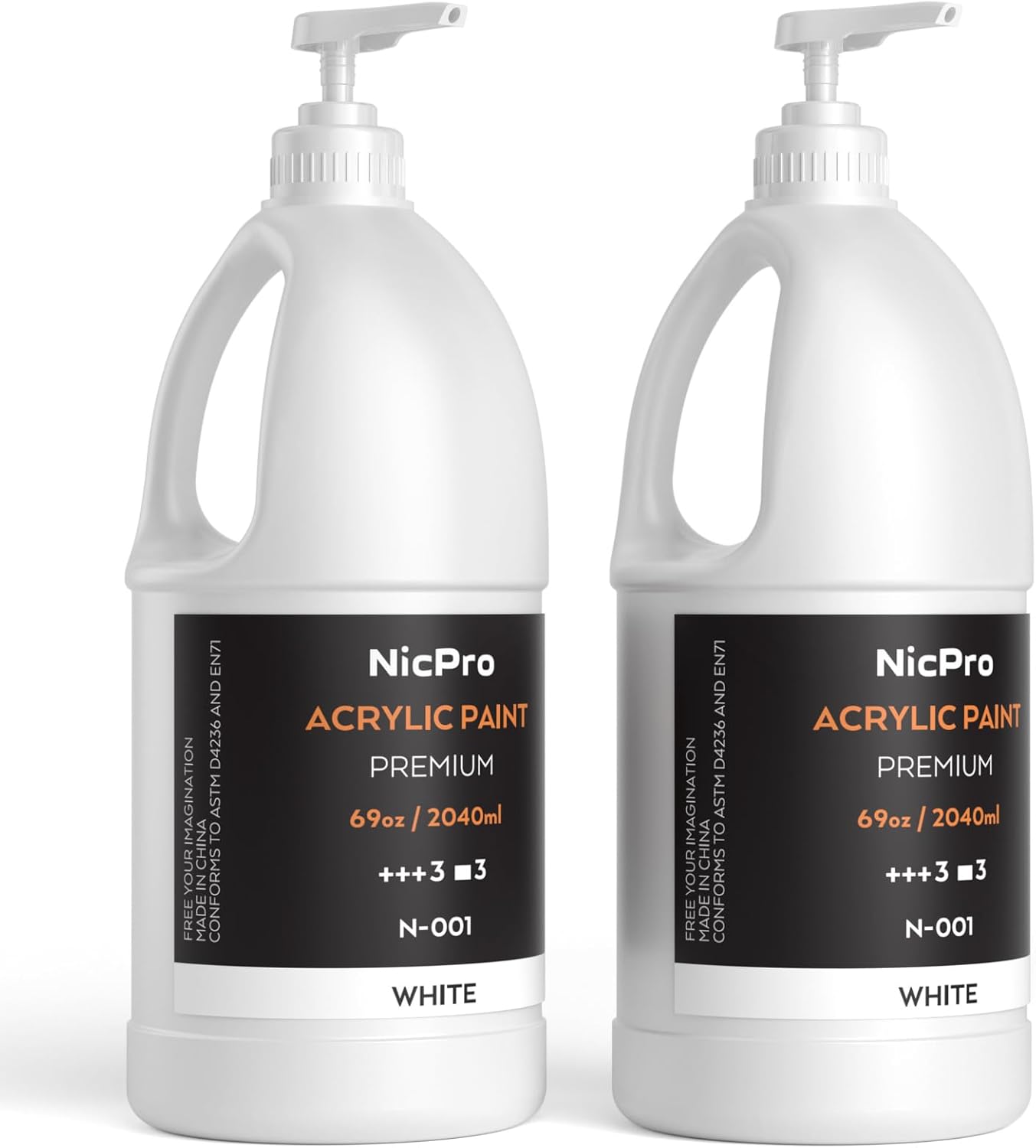 Nicpro 2 Pack White Large Acrylic Paint Set for Artists & Kids