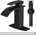 BESy Black Waterfall Bathroom Faucet - Matte Black Vanity Faucet