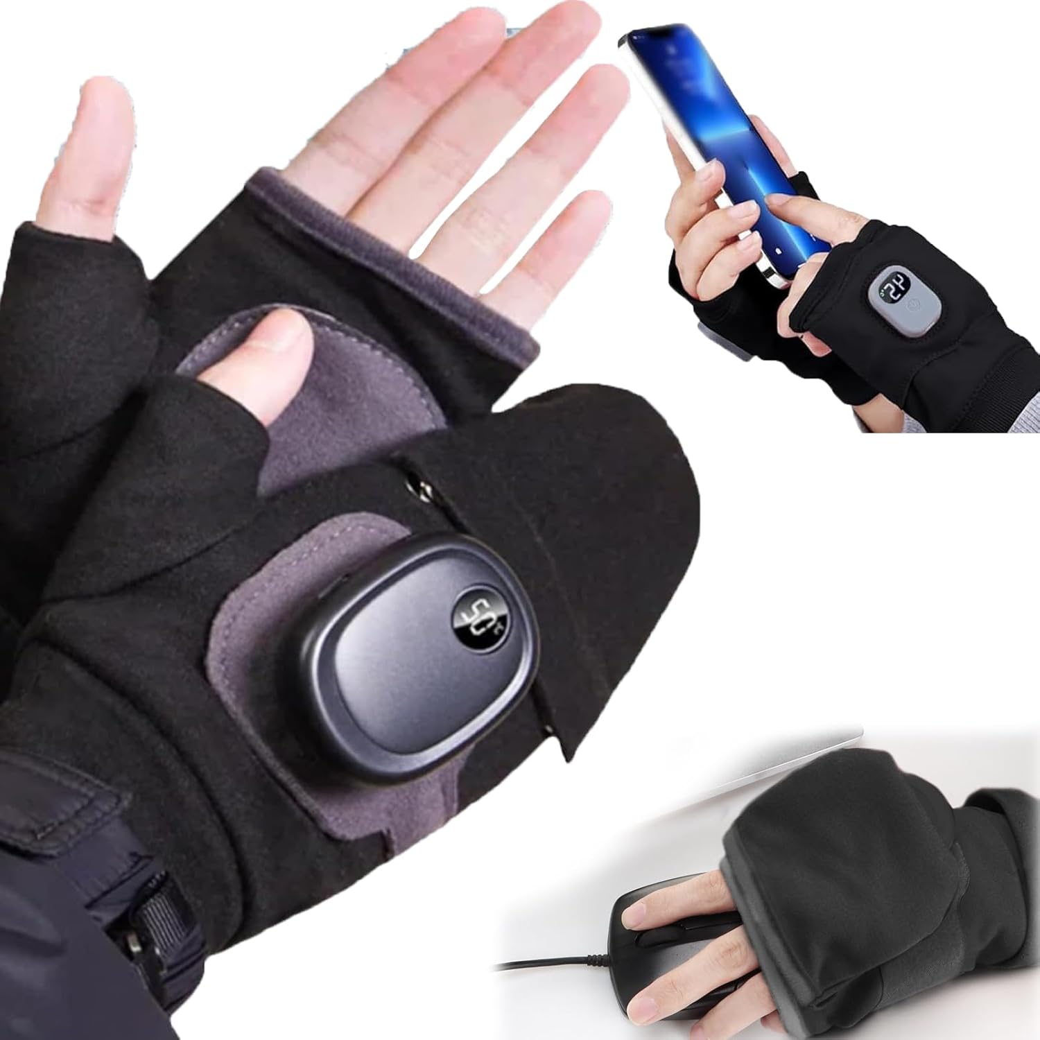 Rechargeable Heated Fingerless Gloves - Warm Hands Anywhere