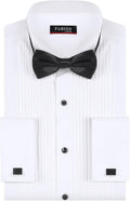 Men's White Wing Collar Tuxedo Shirt with Cufflinks & Bow Tie
