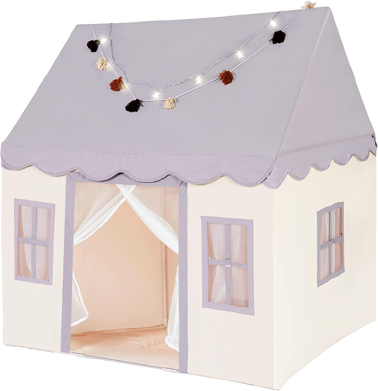 Little Dove Play Tent with Mat and Star Lights for Kids Fun