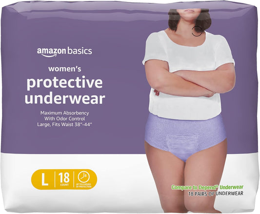 Basics Women's Incontinence Underwear, Maximum Absorbency - 18 Count