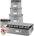 Hard Shell China Storage Containers 5-Piece Set Gray - Service for 12
