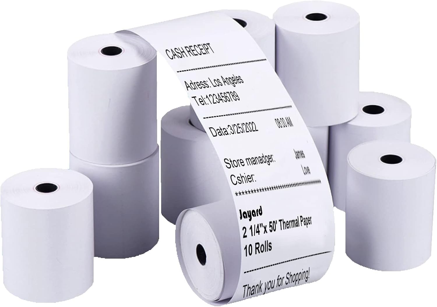 Premium 2-1/4 X 50ft Thermal Paper Rolls - Ideal for Credit Card & Cash Register - 10 Rolls - Jayard