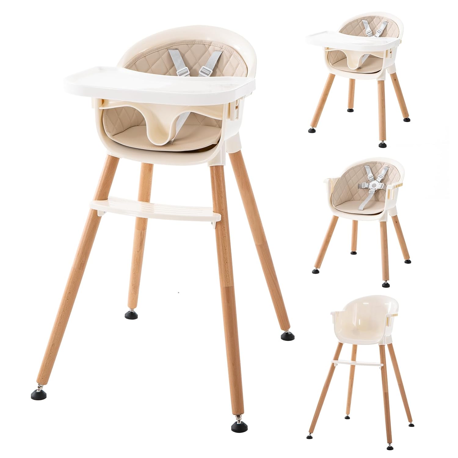 6 in 1 Convertible Wooden High Chair for Babies & Toddlers
