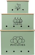 Kitchen Vegetable Storage Tins Set of 3 for Potato Onion & Garlic