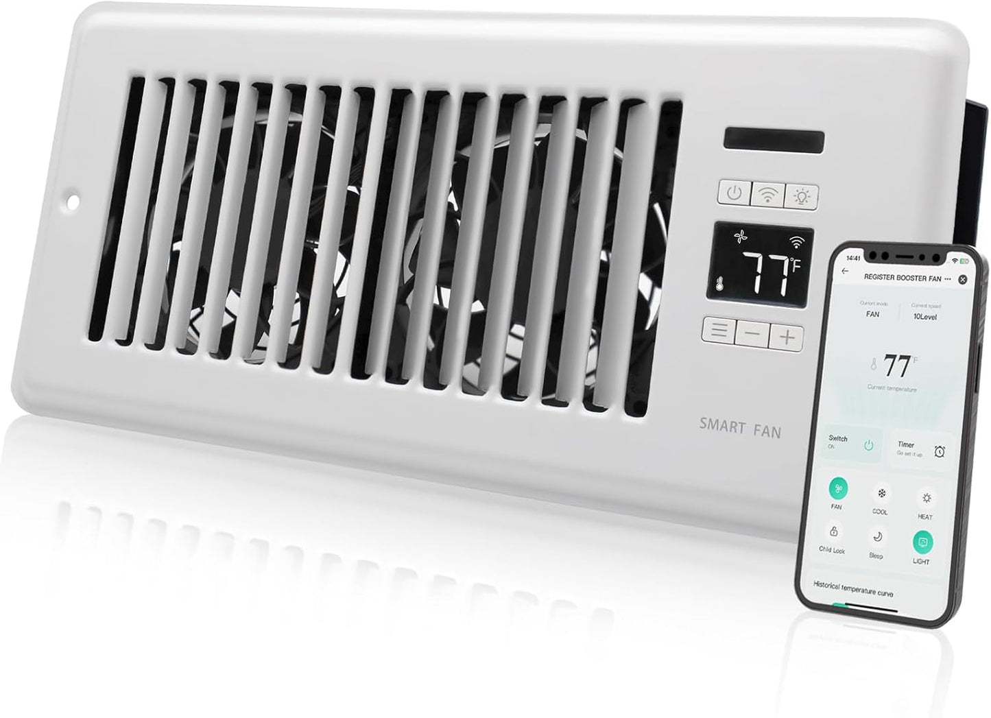 Super Quiet Register Booster Fan for 4 x 10 Register Holes