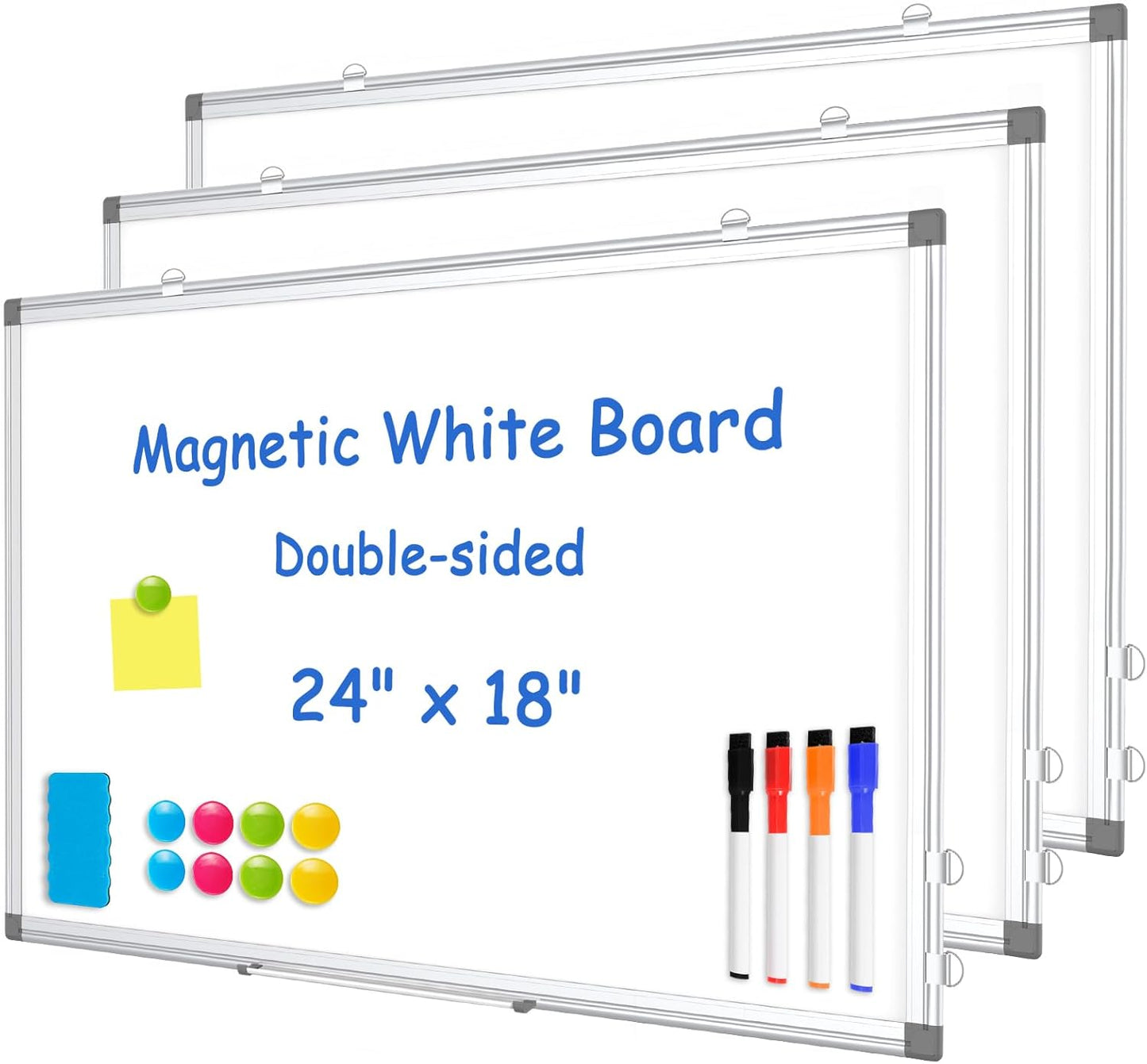 WALGLASS 3 Pack Double-Sided Dry Erase White Board for Home