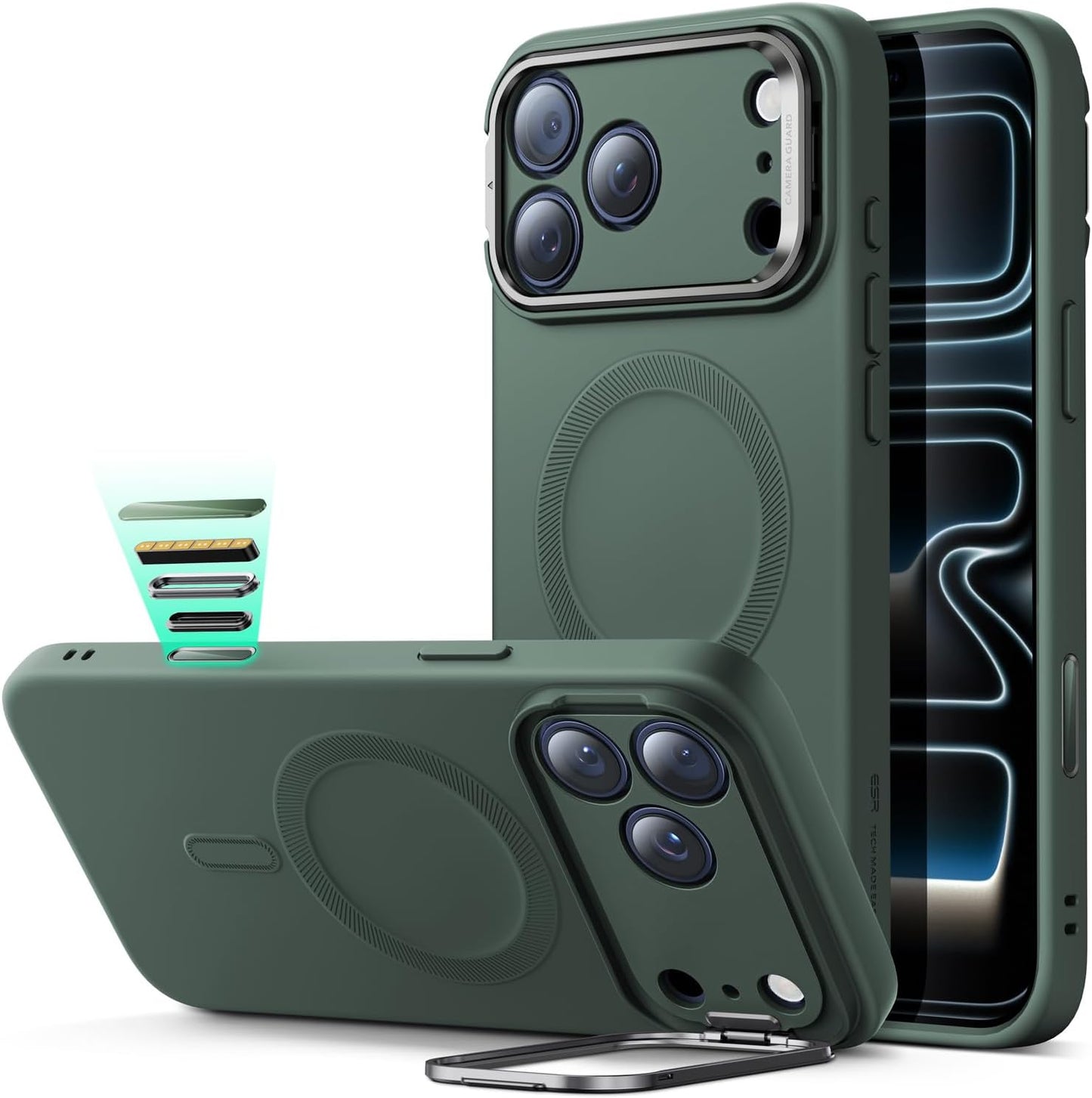 ESR Silicone Case for iPhone 17 Pro Max with Camera Stash Stand