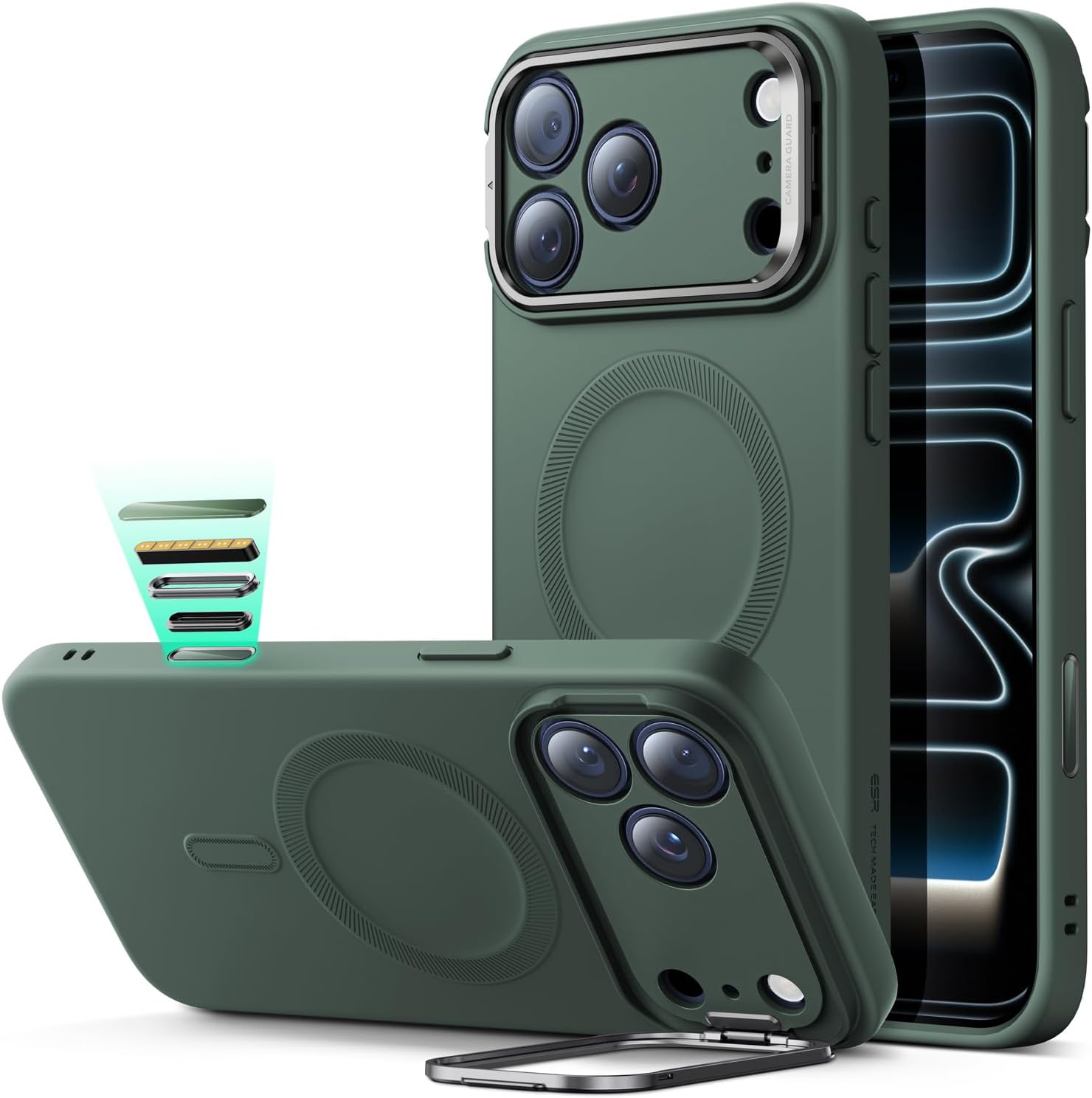 ESR Silicone Case for iPhone 17 Pro Max with Camera Stash Stand