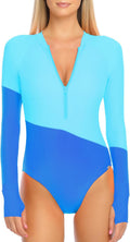 RELLECIGA Women's Long Sleeve Rash Guard One Piece Swimsuit - Sun can