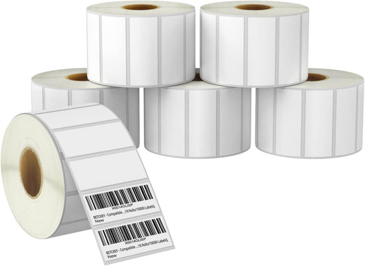 BETCKEY Multipurpose Barcode Labels - Compatible with Zebra & Rollo - Premium Adhesive - 6 Rolls, 8280 Labels