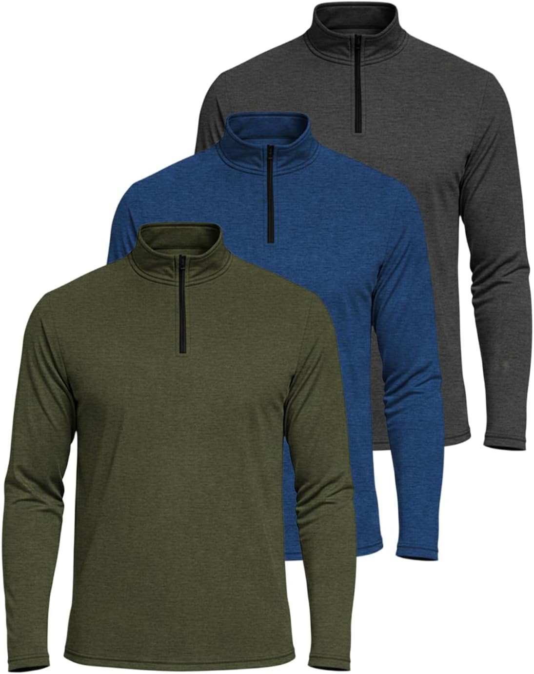 Real Essentials Men's Dry-Fit Quarter Zip Pullover 3 Pack