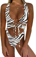 CHYRII Women's Backless High Cut Lace Up Monokini - Sexy Fit