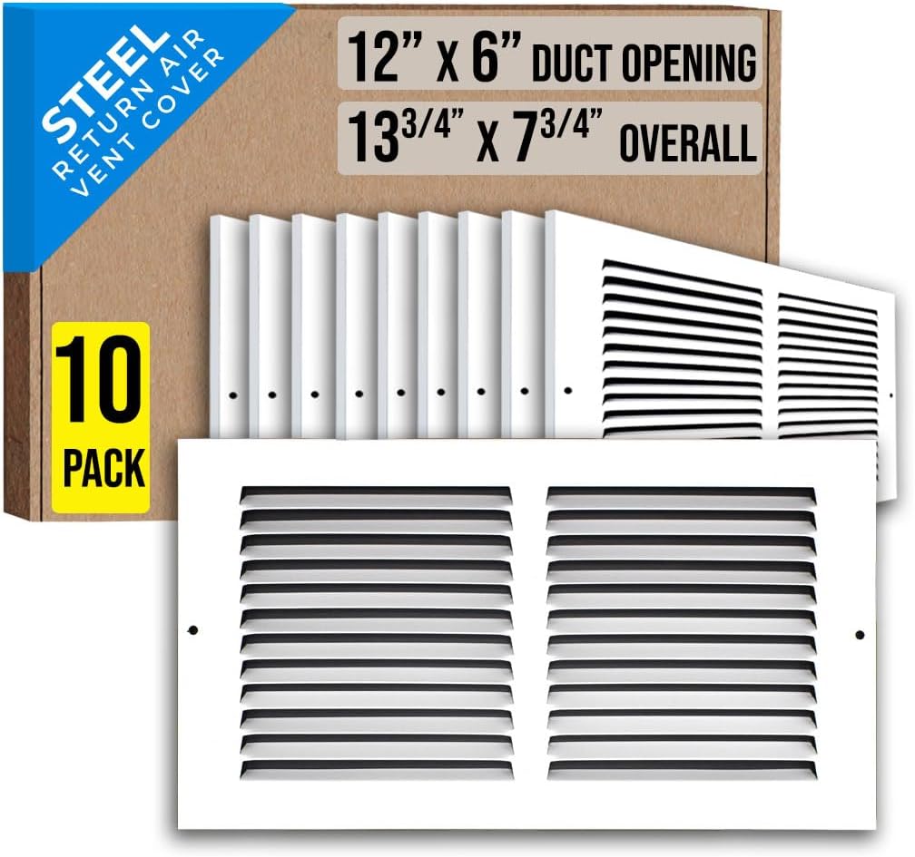 12x6 Steel Return Air Grille for Sidewall and Ceiling Use