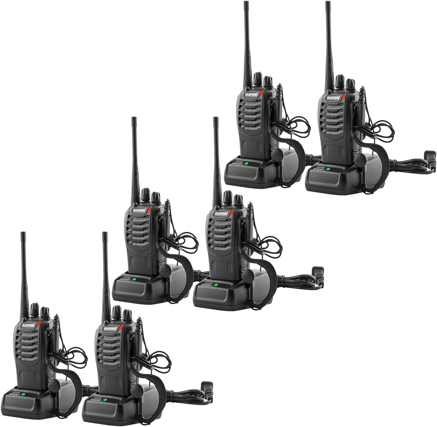 Baofeng 888S Walkie Talkies Long Range Rechargeable 6 Pack