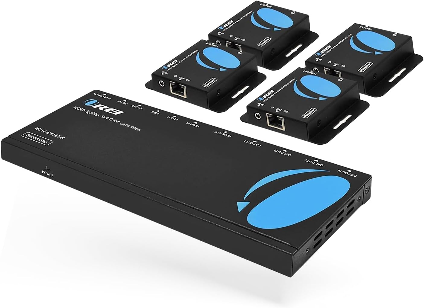 OREI 4K HDMI Extender Splitter for 4 Displays Over CAT6 Cable