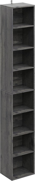 Tall Narrow Bookshelf 8 Tiers for Small Spaces - Compact Corner Unit